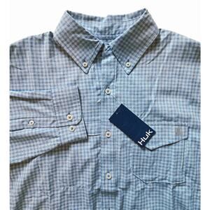 Huk Performance Shirt Tide Point Break Minicheck vented Long Sleeve NWT sz S